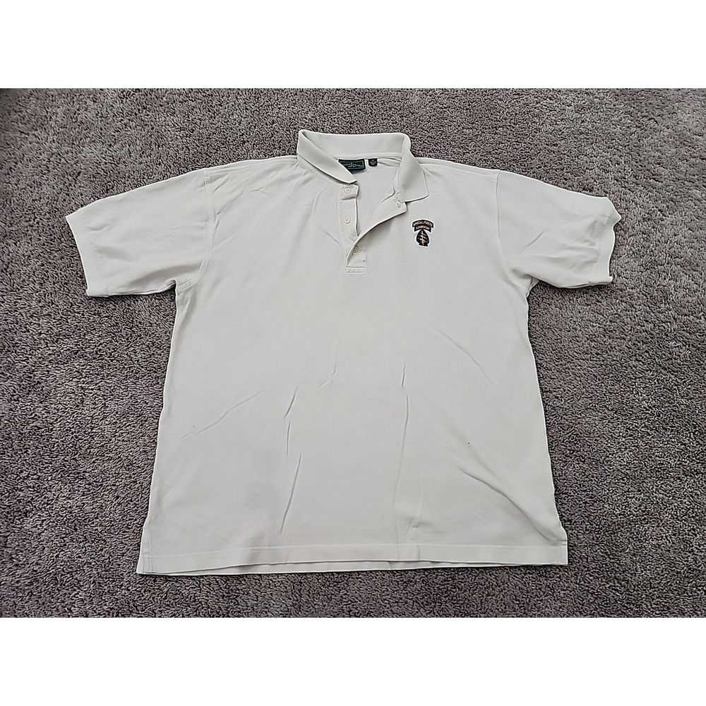 Vintage US Army Special Forces Airborne Polo Shirt Mens XL Outer Banks Militaria